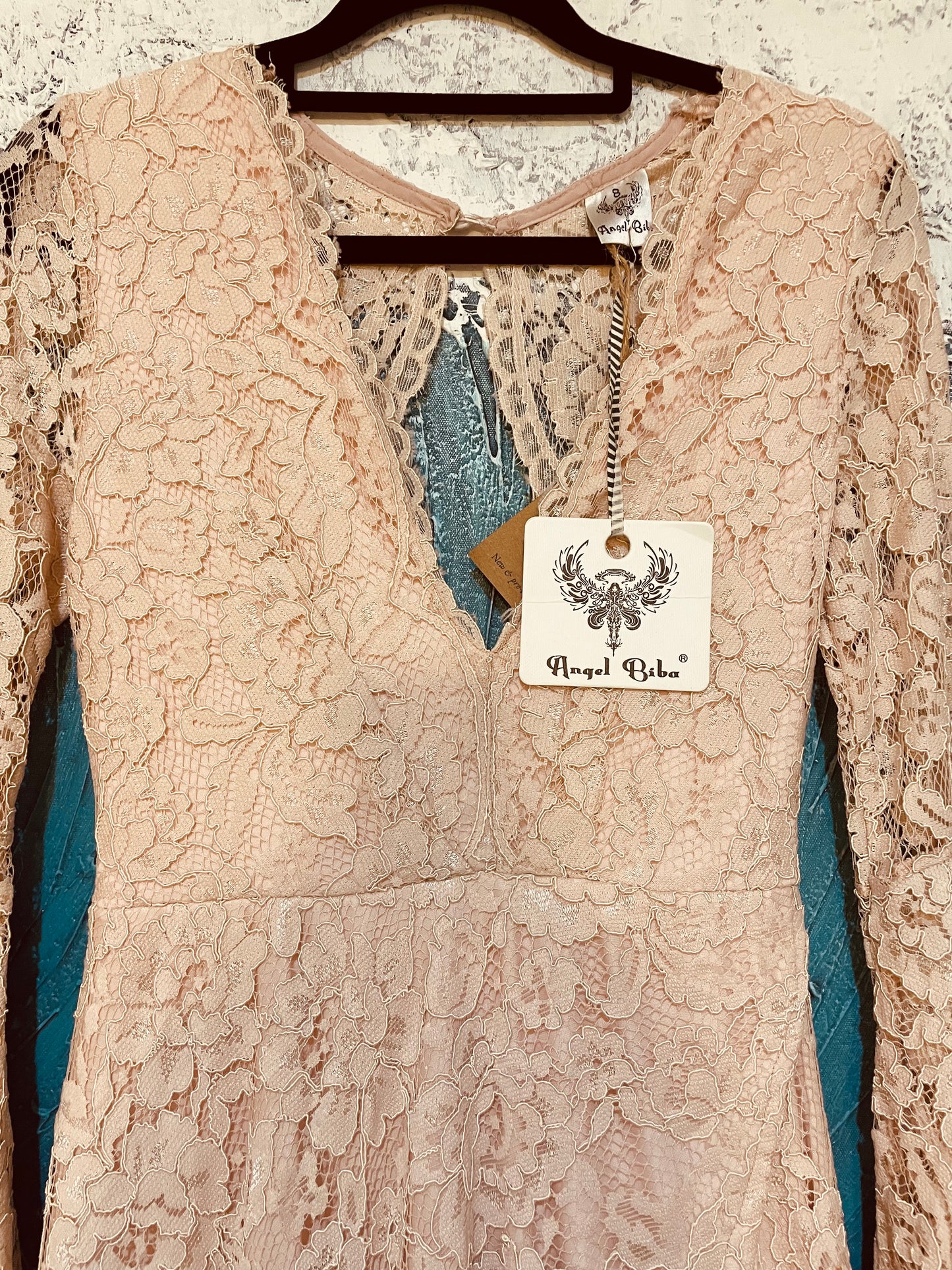 Nude Lace Maxi Dress from Angel Biba Size 8